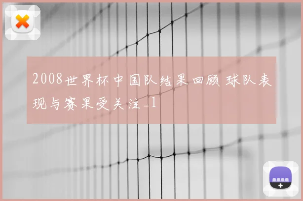 2008世界杯中国队结果回顾 球队表现与赛果受关注_1